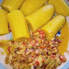 BOILED PLANTAIN AND EGG SAUCE